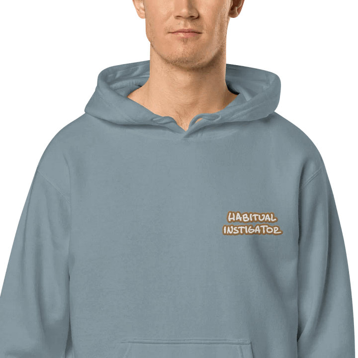 Habitual Instigator (L.C. brown bubble design 2) embroidered pigment hoodie product image (1)