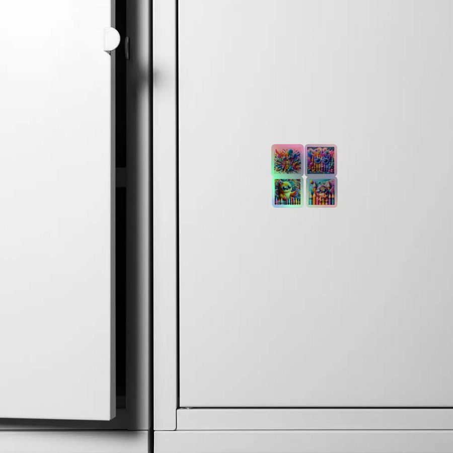 Whimsical Art Supply Friends Holographic Sticker Sheet product image (6)