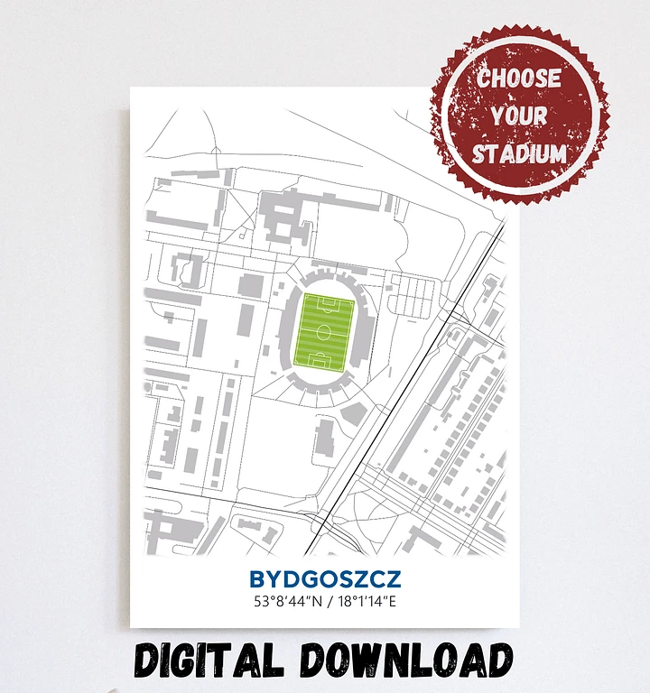 Zawisza Bydgoszcz Stadium Map Design Digital Download product image (1)