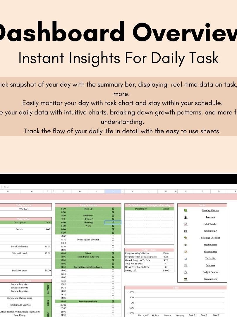 Life Planner Digital Template Google Sheets, Digital Life Planner, Easy Pastel Life Planner for Google Sheet Budget Spreadsheet product image (7)