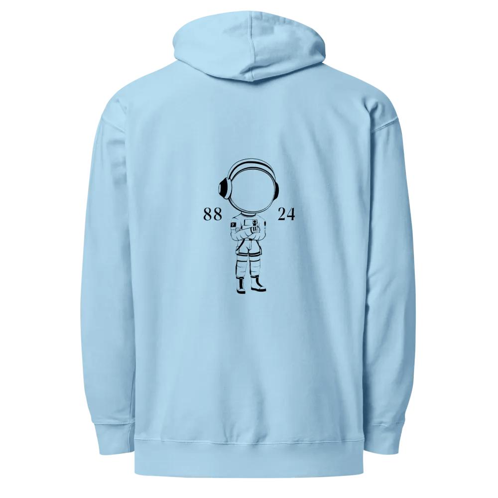MARS CITY LIFEYSTYLE 8824 BLACK OUTLINE CIRCLE ASTRONAUT LOGO ON BACK HOODIE IN 6 LIGHT COLORS product image (1)