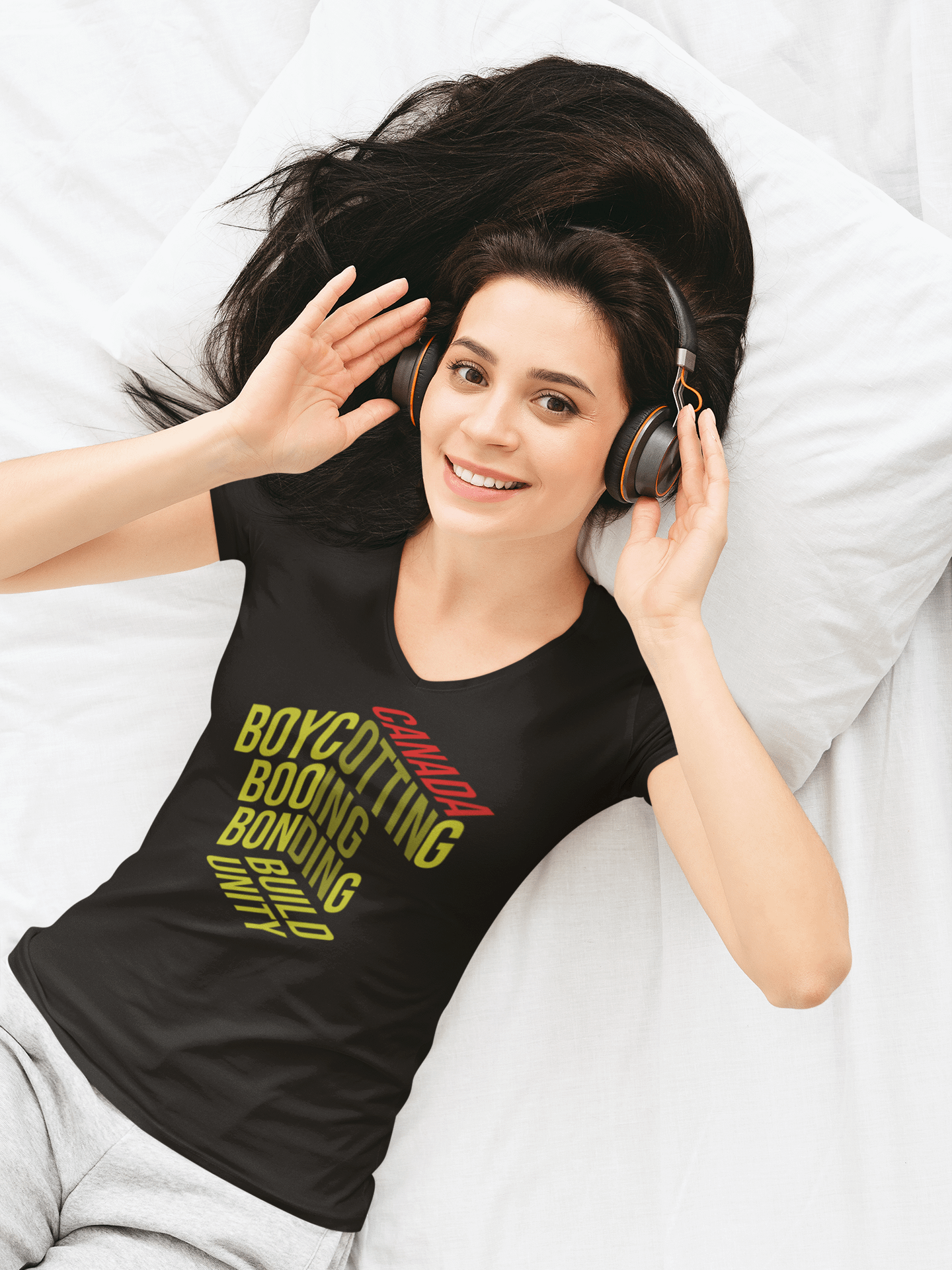 Unity Stacked 3D Text V-Neck Tee product image (7)