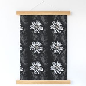 Seamless Pattern - Stripes of White flowers and Gray Leaves on a Black Background product image (12)