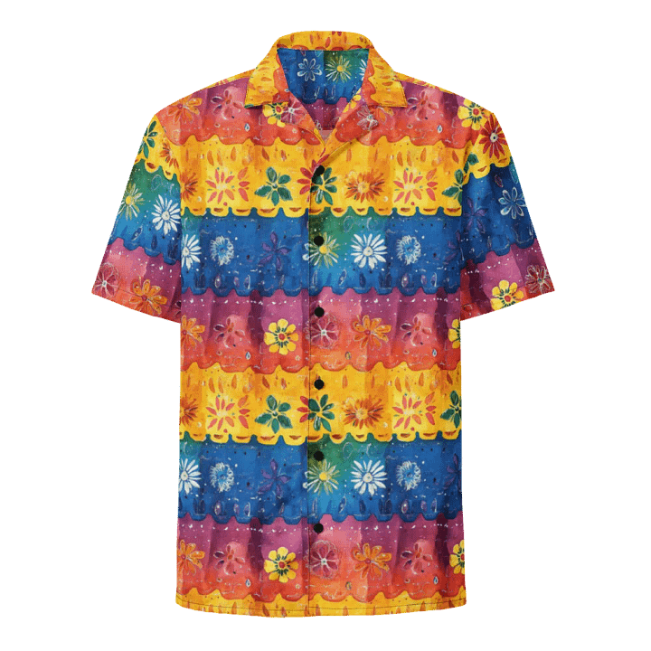 Scalloped Stripe Floral Pattern-Seamless Papel Picado Hawaiian Shirt product image (1)
