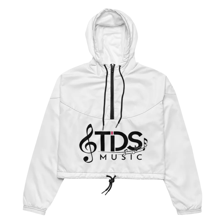 TDS Music Women's White Cropped Windbreaker Jacket - Lightweight & Water-Resistant | XS–2XL product image (3)
