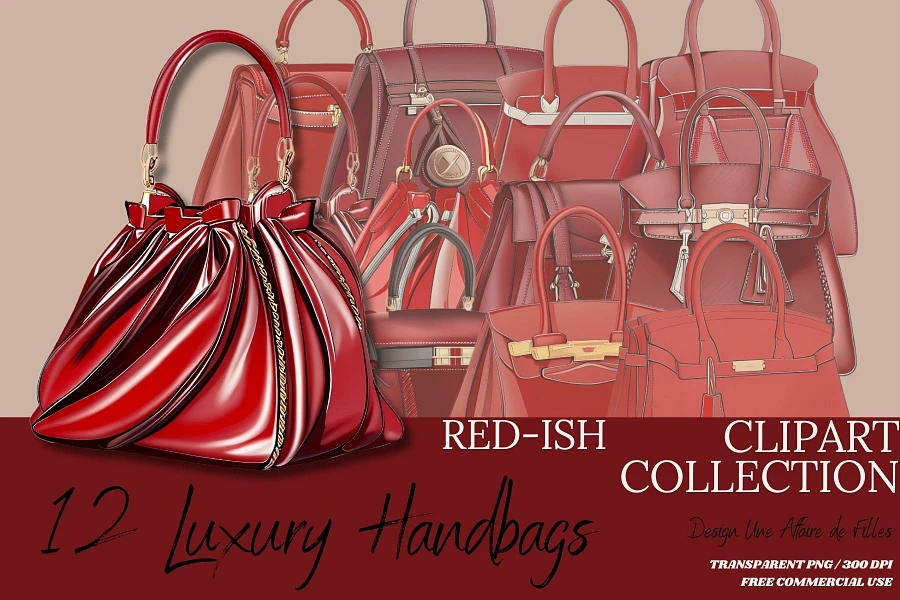 LUXURY BAGS - RED-ISH 12 CLIPART product image (1)