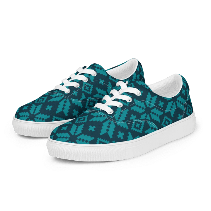 Pixelated Teal Geometric Women's Shoes product image (2)