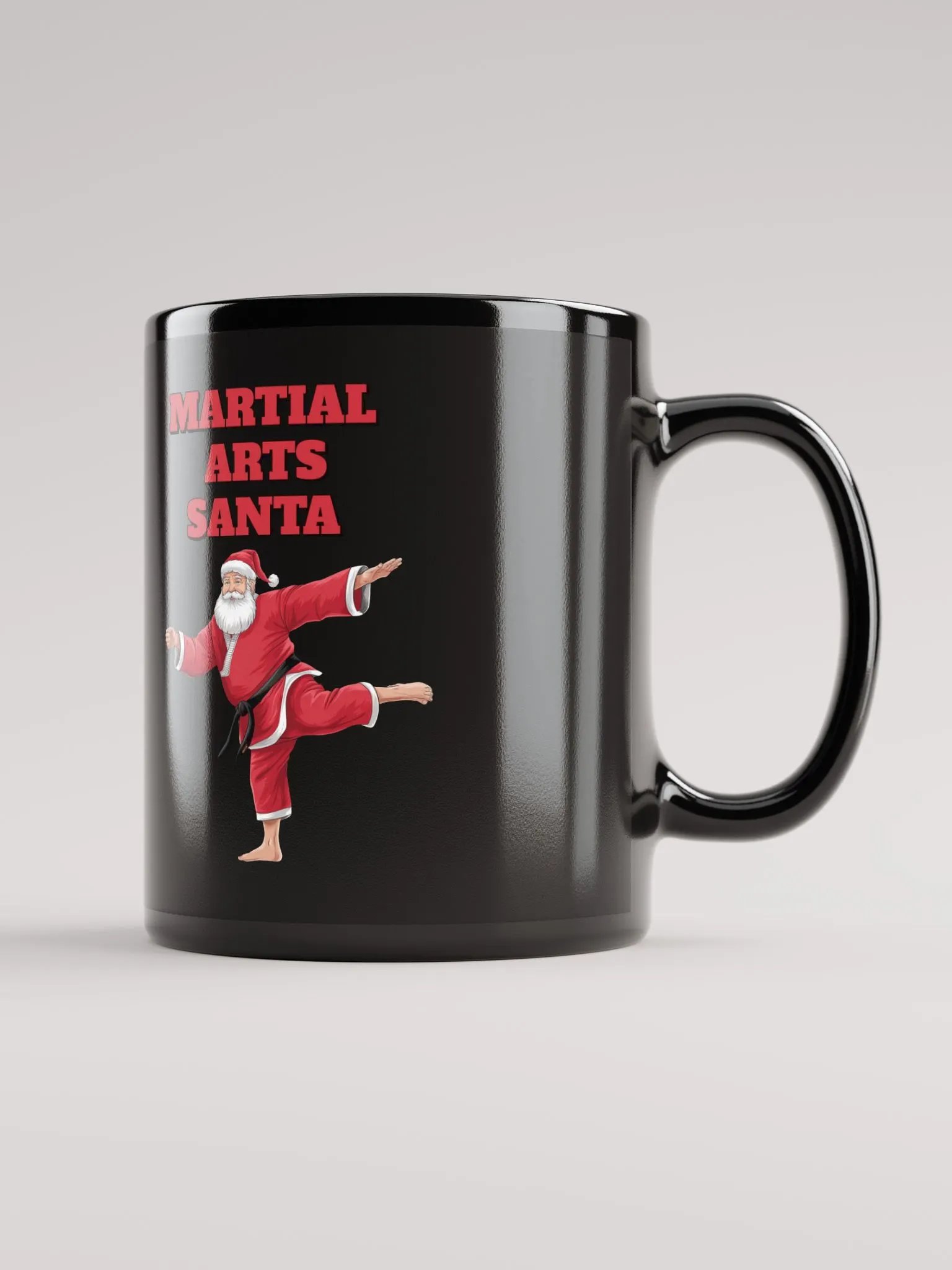 Martial Arts Santa - Funny Christmas Black Mug product image (2)