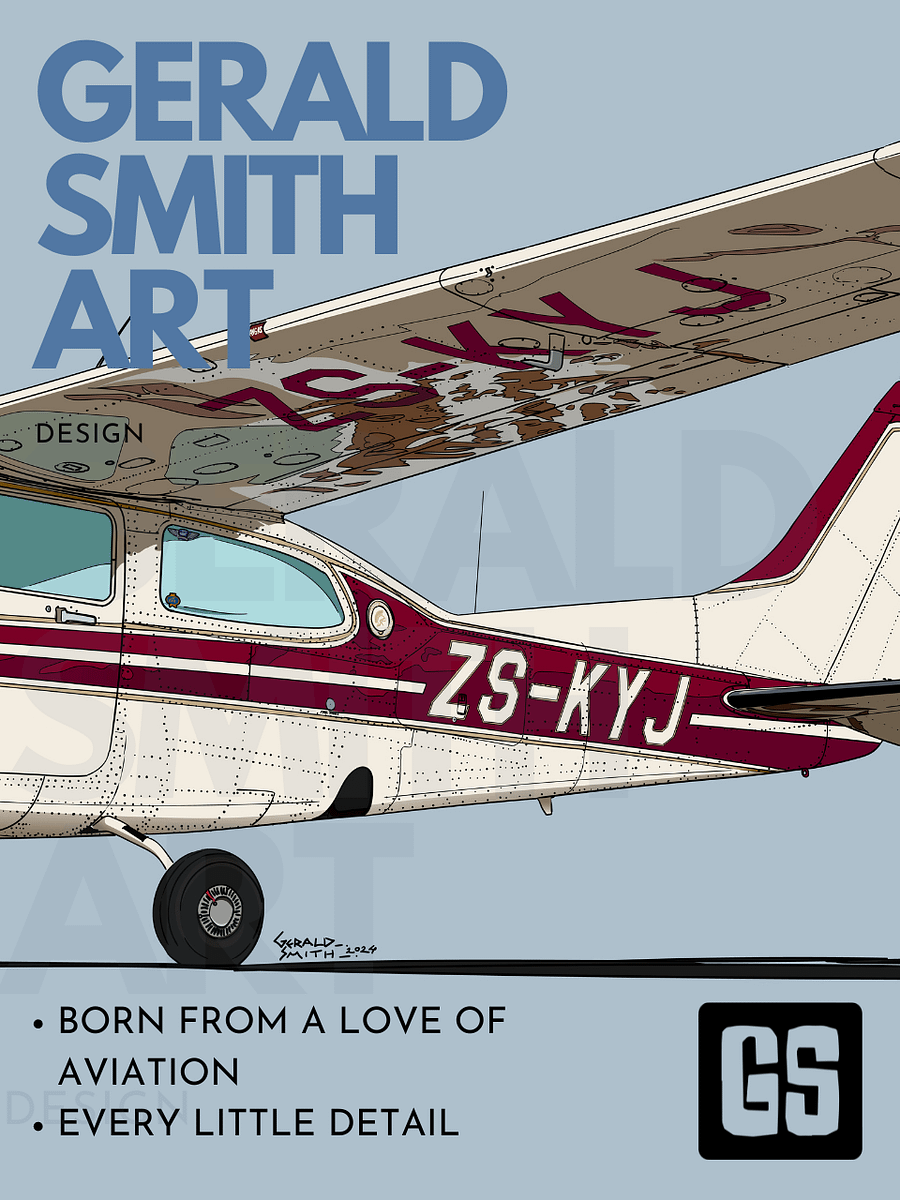 Cessna 210 ZS-KYJ Digital Printable Aviation Art Illustration Perfect Gift for Pilots & Enthusiasts product image (4)
