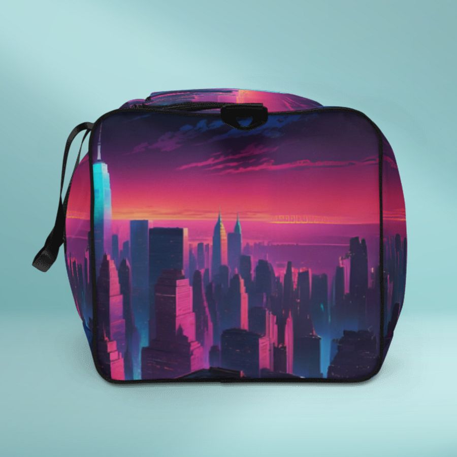 Vaporwave New York City All Over Print Duffel Bag product image (8)