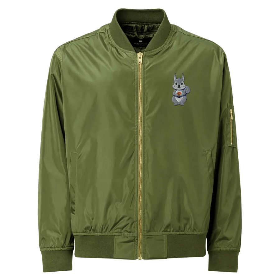 embroidered Cheerful Squirrel Recycled Bomber product image (1)