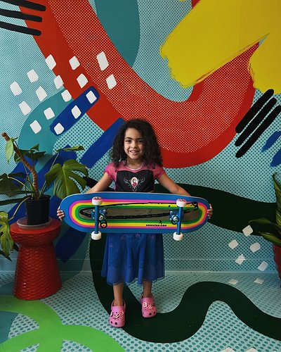 huge shoutout to funk’s, such an amazing first experience and first board build for luna! she immediately hopped on her board...