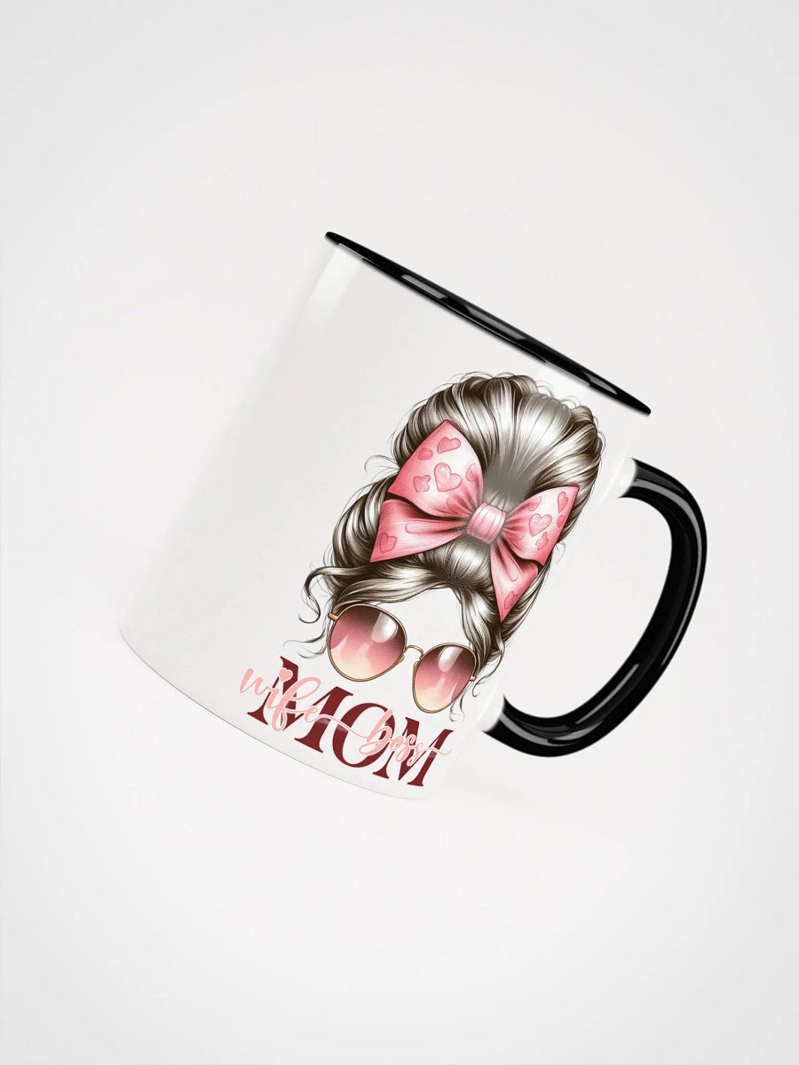 Pink Heart Bow Mom Wife Boss Messy Bun Mug product image (4)