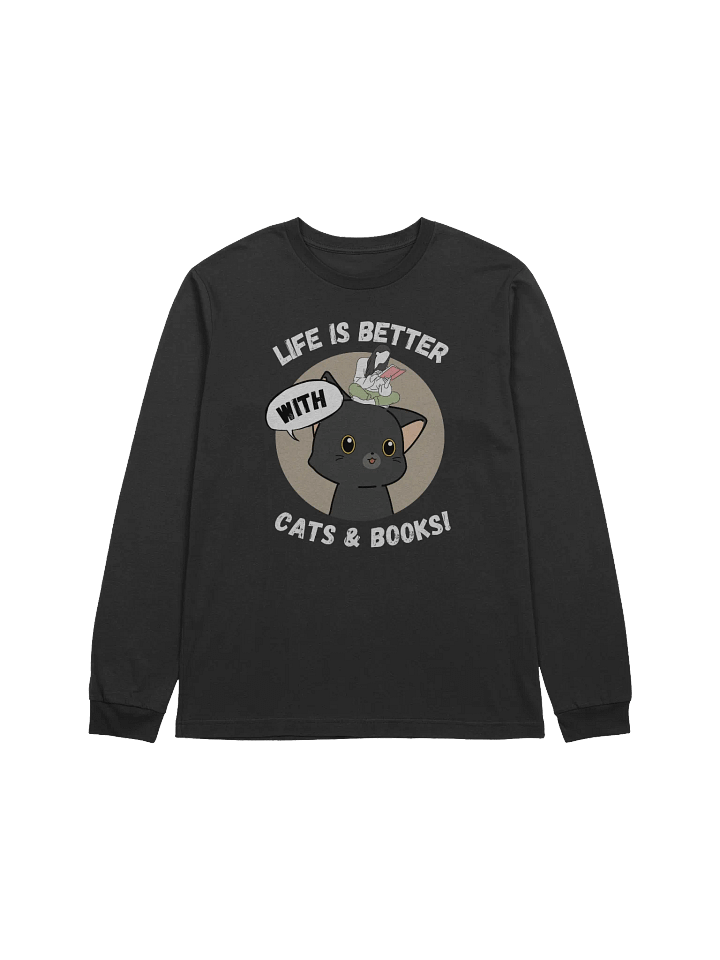 Cat & Books Delight Long Sleeve Tee product image (1)