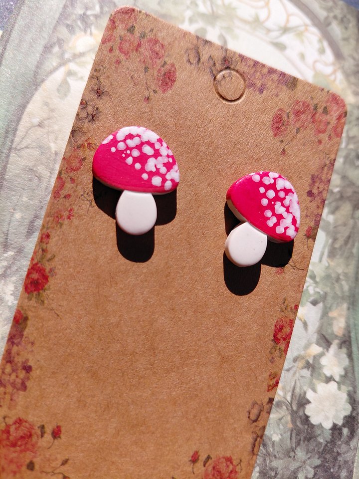 Mushroom Earring Studz (Red) product image (1)