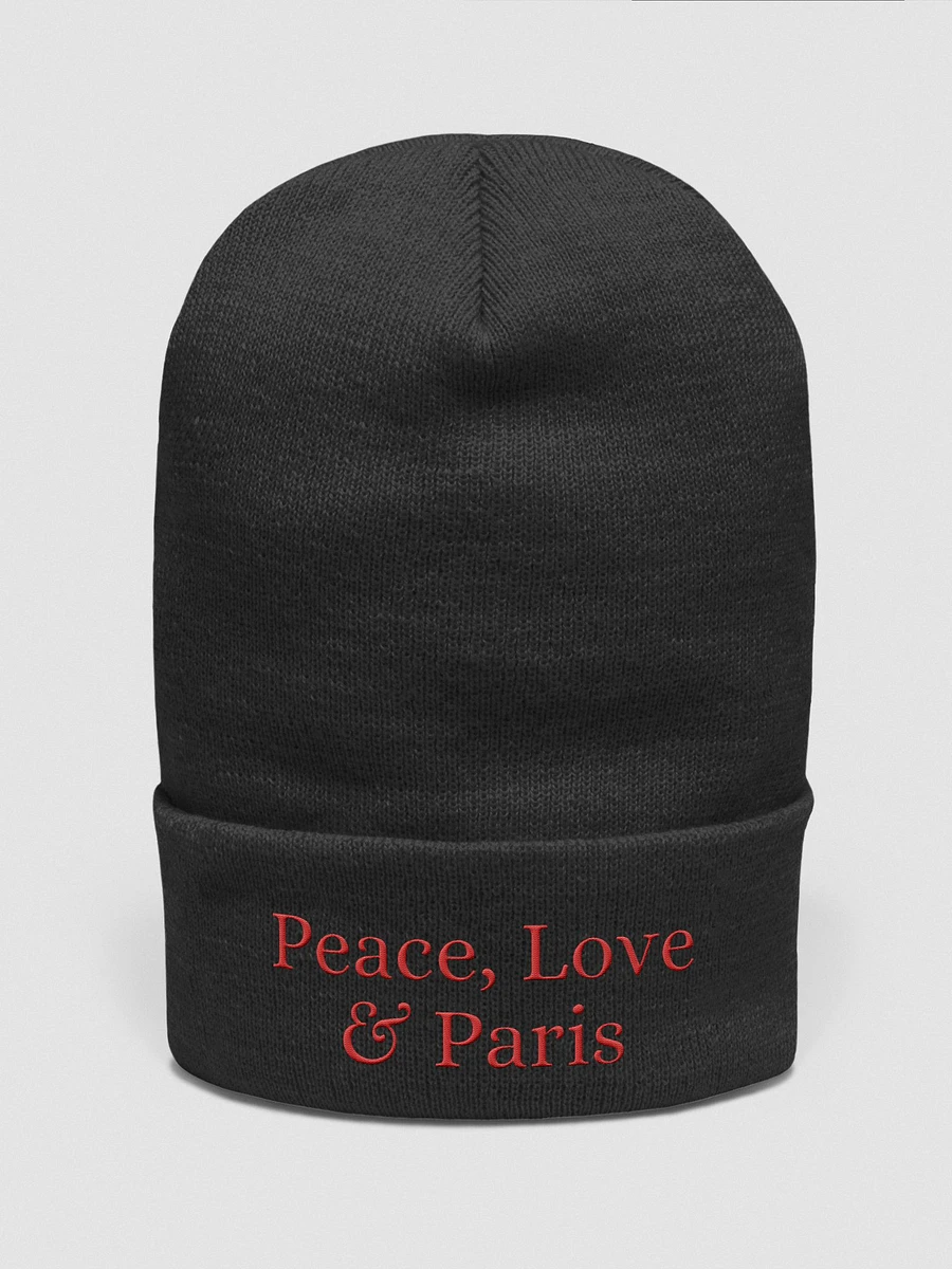 Peace, Love & Paris Cozy Comfort Beanie - Red Embroidery product image (2)