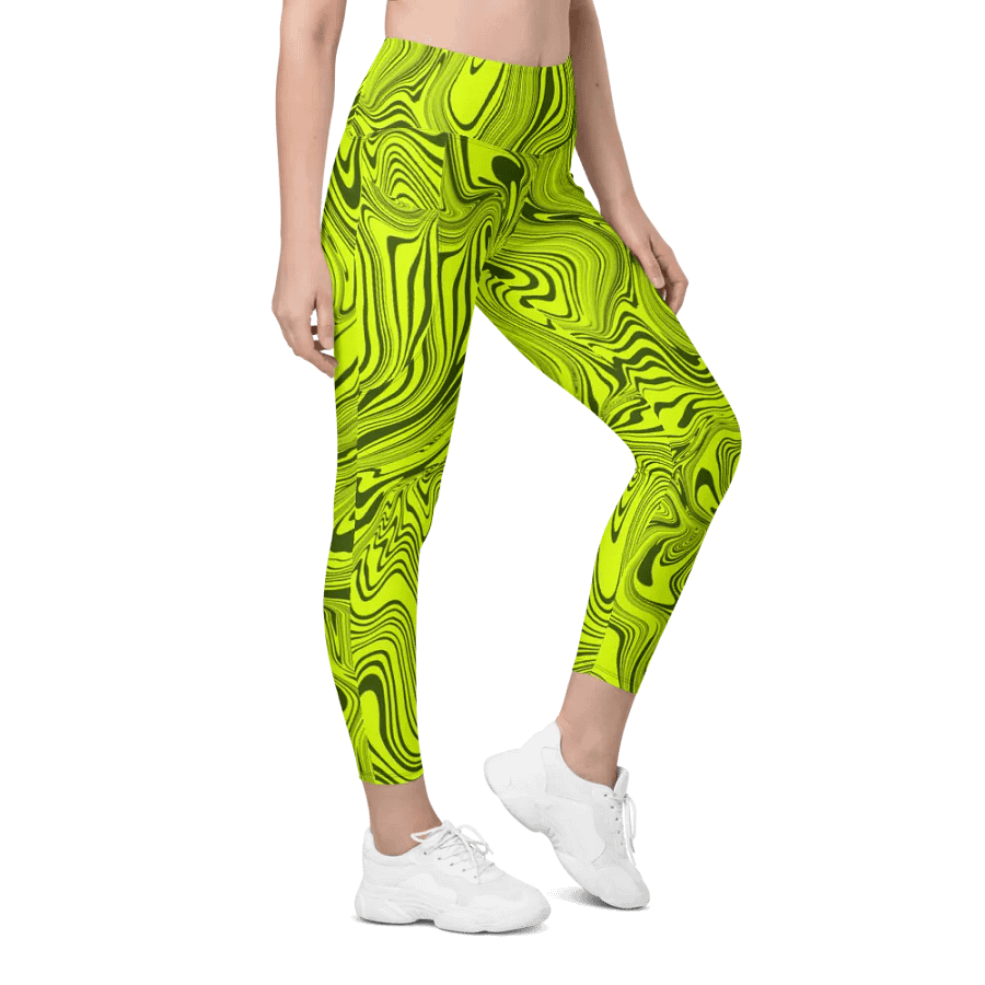 Leggings with Pockets - Abstract Yellow Swirls product image (4)