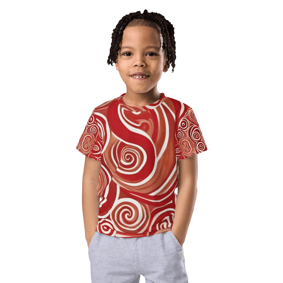 Funky Cherry Swirls Liquid Tie-Dye Kid's and Toddler's Crew Neck T-shirt product image (4)