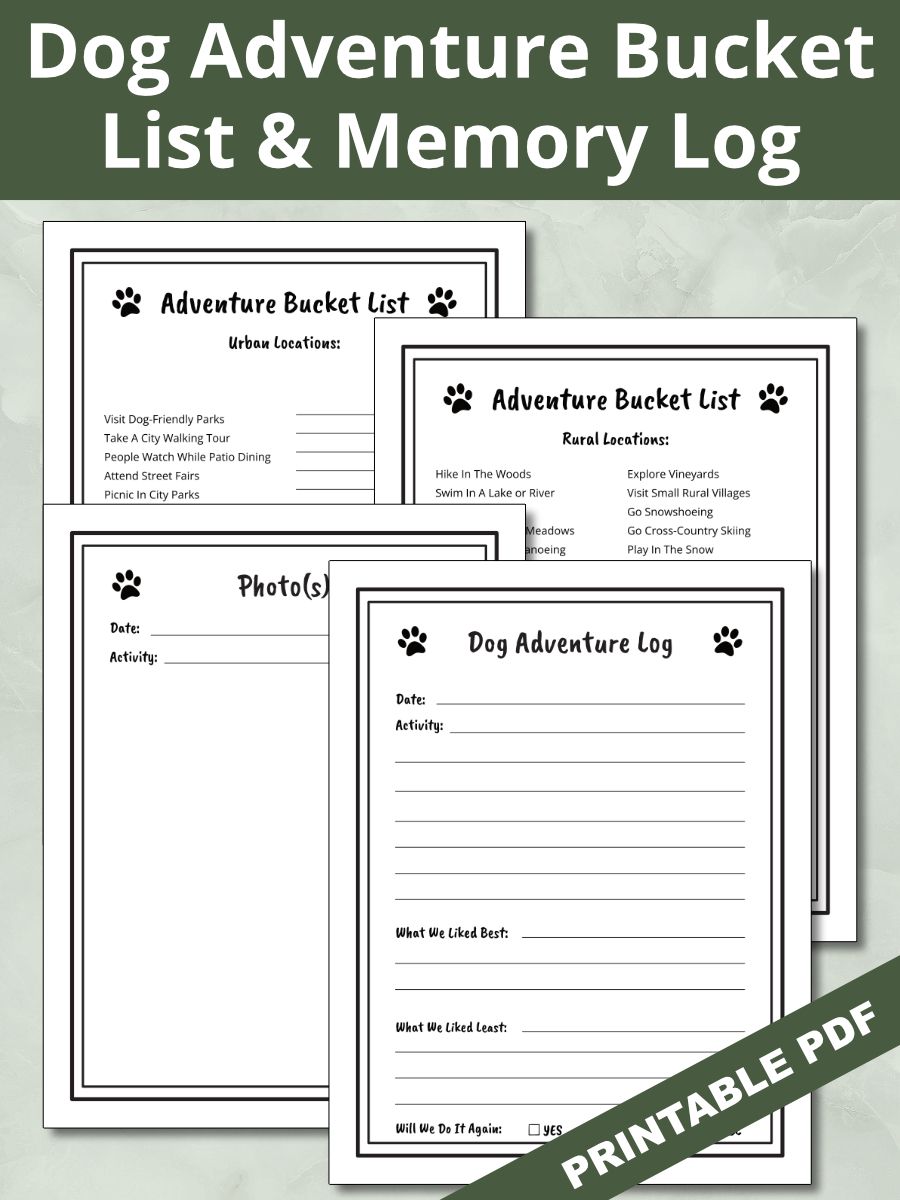 Printable Dog Adventure Bucket List & Memory Log Pages product image (1)