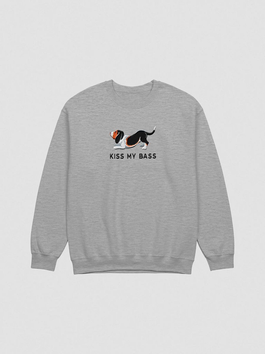 Kiss My Bass(2) Sweatshirt (Embroidered) of a Basset Hound(Tricolor) product image (4)