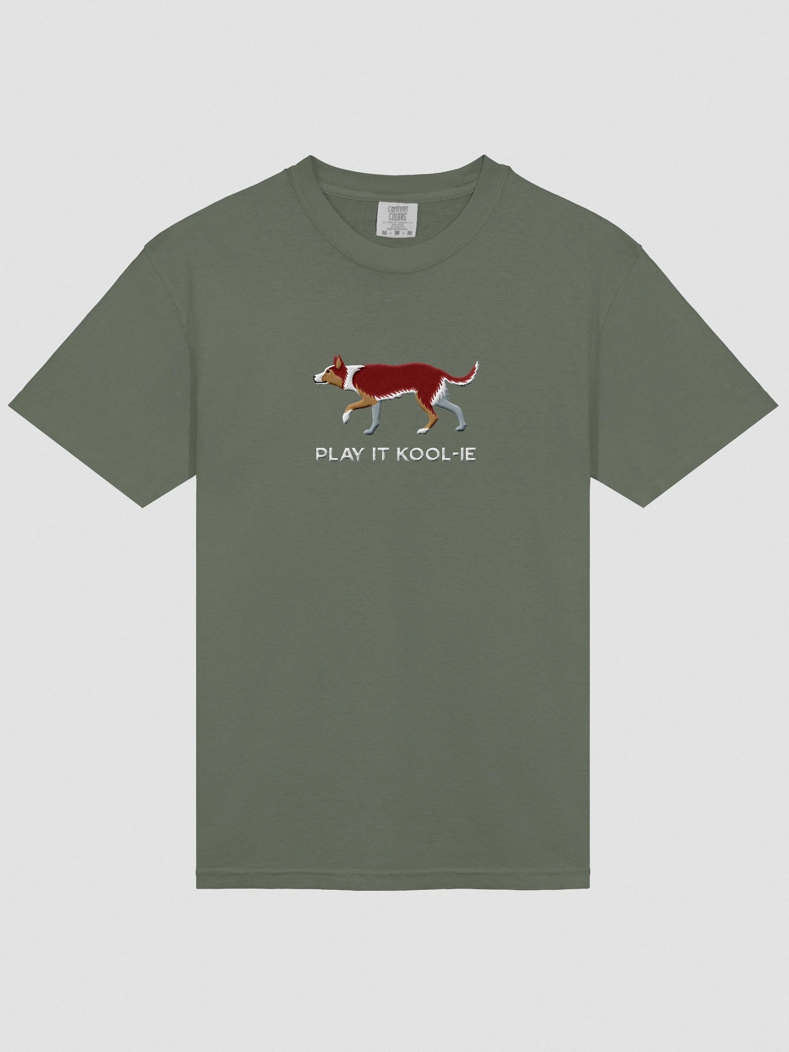 Play It Kool-ie T-Shirt(Embroidered) of an Australian Koolie(Red Tricolor) product image (6)