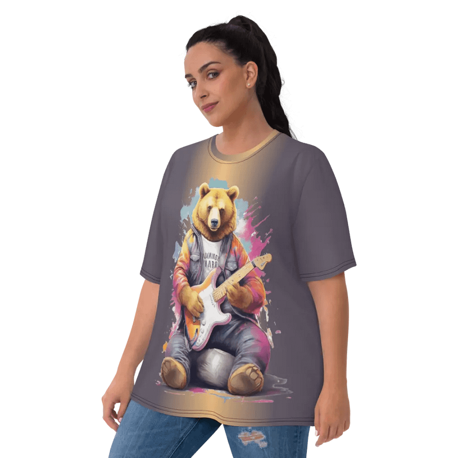 Bear Playing Guitar All Over Print T-shirt product image (3)