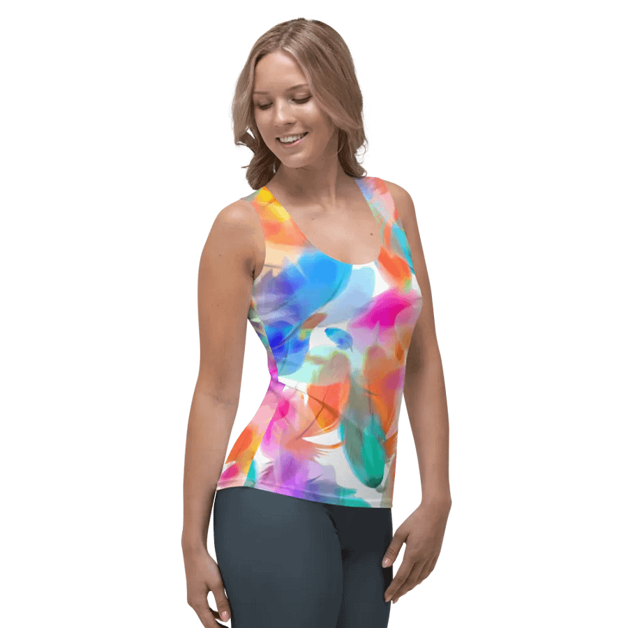 Colorful Feather Pattern Design Tank Top - v1 product image (4)