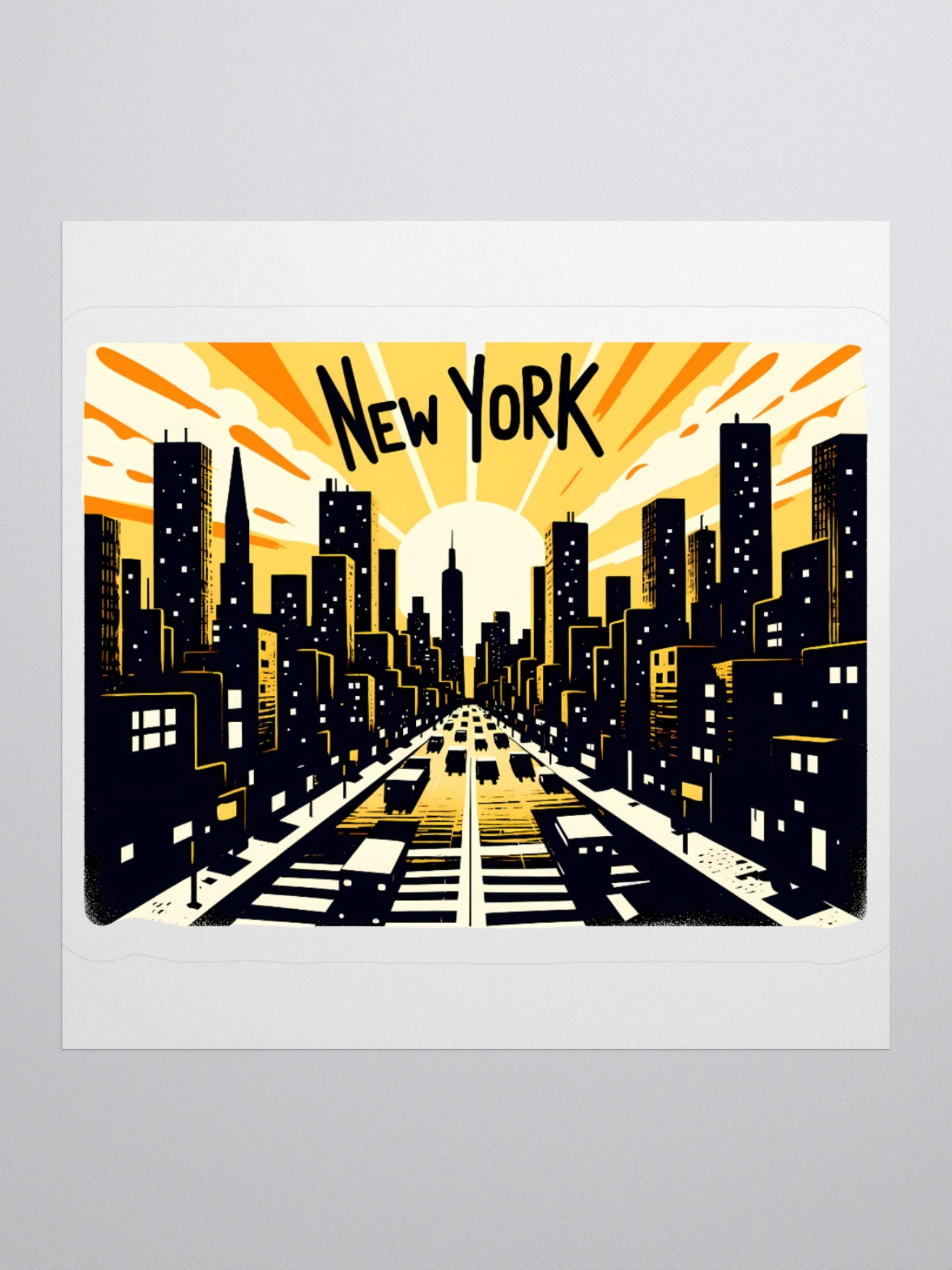Vintage New York Cityscape Art Print Sticker product image (2)