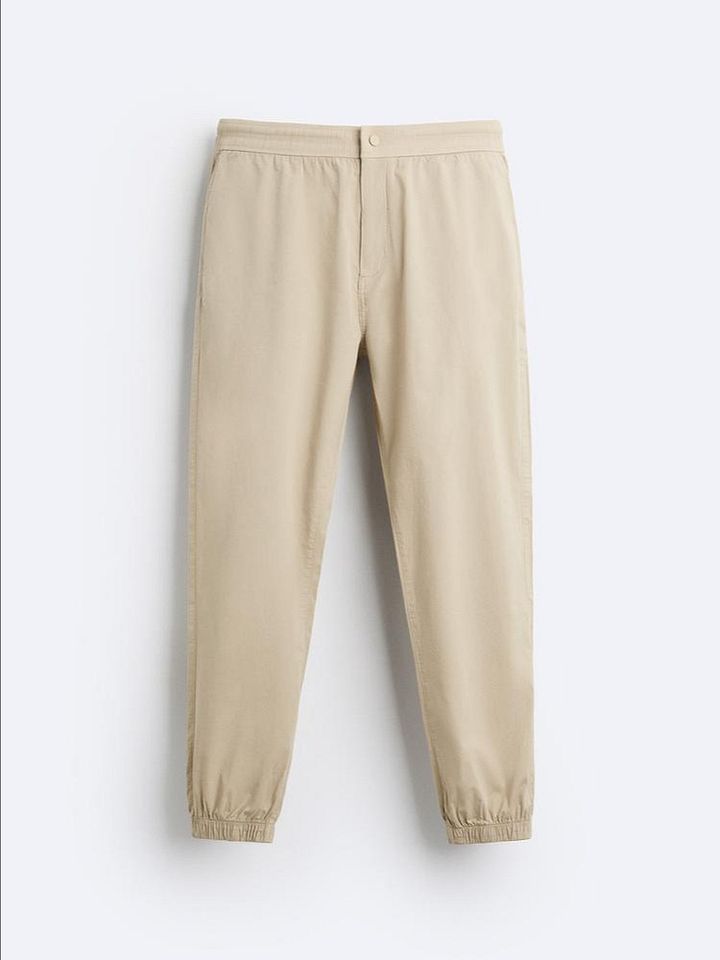 POPLIN JOGGER WAIST TROUSERS product image (1)