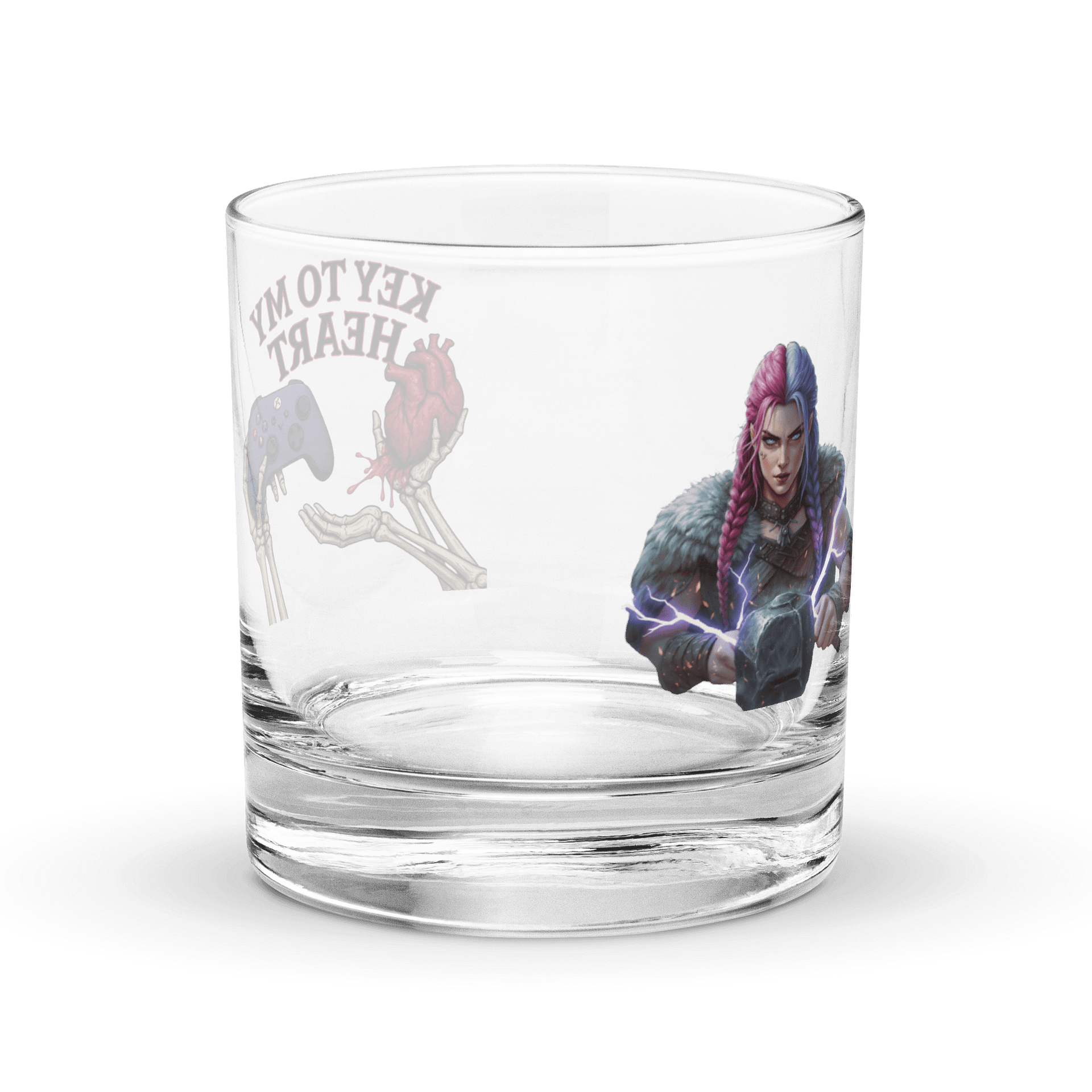 KEY TO MY HEART/ HAMMER TIME glass cup product image (4)