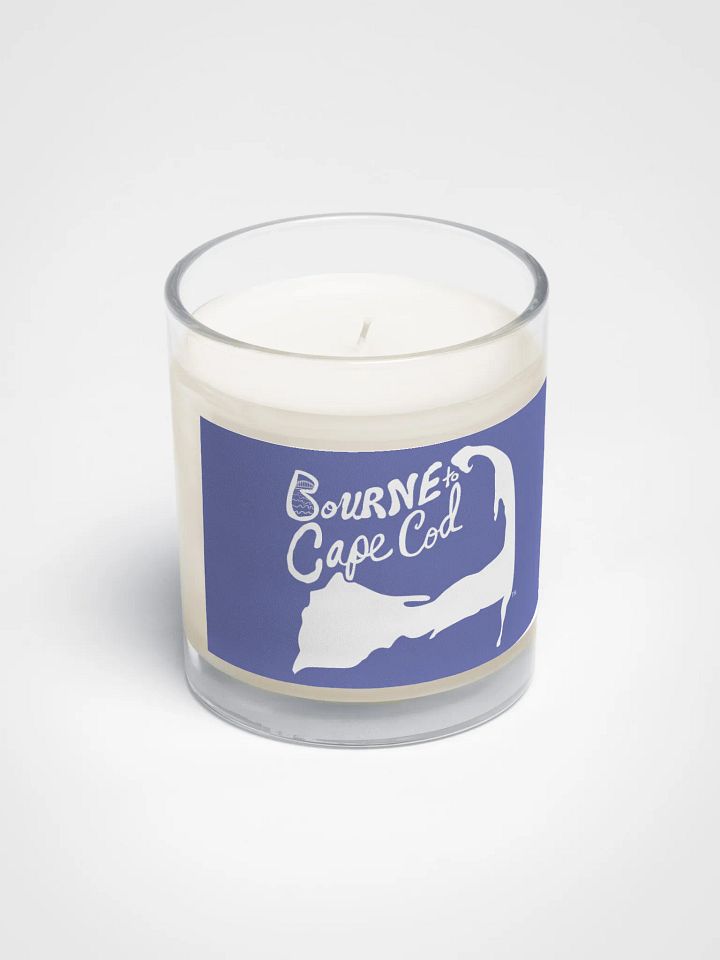 BOURNE to Cape Cod™ | Beach Vibes Candle | Unscented Soy Wax in Glass Jar | White Logo on Slate Blue product image (2)