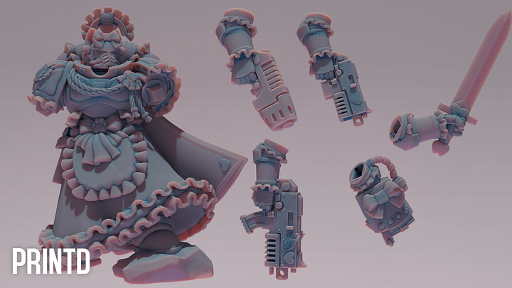 Maid Soldiers Leader Builder Kit - Grimdark Future Maid Space Warriors Multipart Resin Model Building Kit Meme Models product image (2)