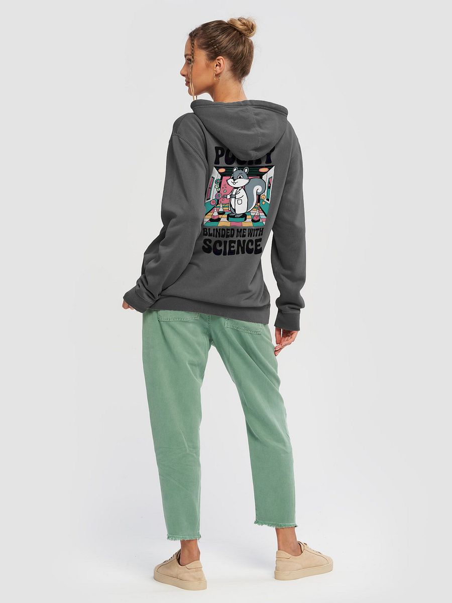 Super Premium Hoodie: Image on both Sides, Pooky Blinded me with Science, retro in pooky's lab with 70s font product image (4)
