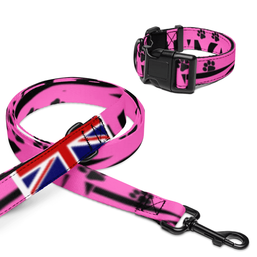 Fushion pink with zebra print and paws Pet Collar & Leash Set product image (10)