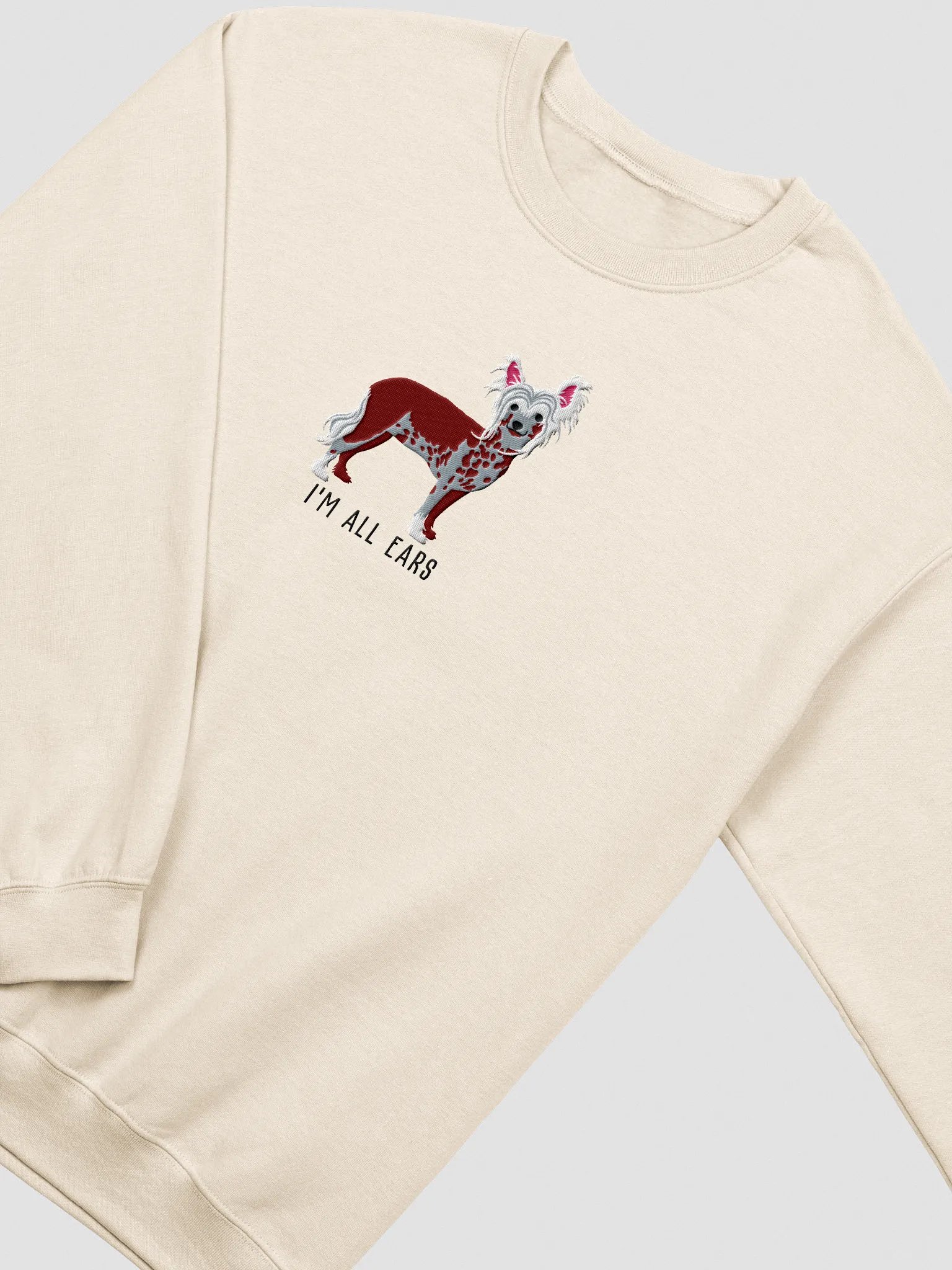 I'm All Ears Sweatshirt (Embroidered) of a Chinese Crested Dog(Chocolate) product image (6)