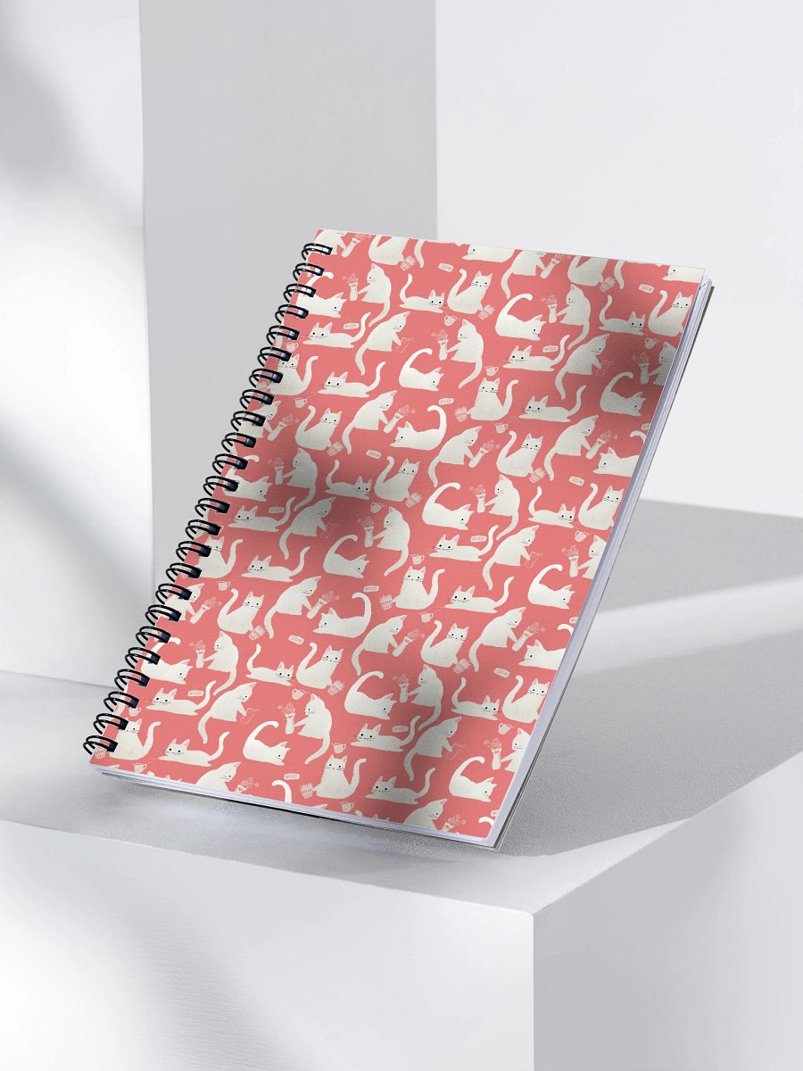 Bad Cats Knocking Stuff Over Pattern Notebook, Pink product image (3)