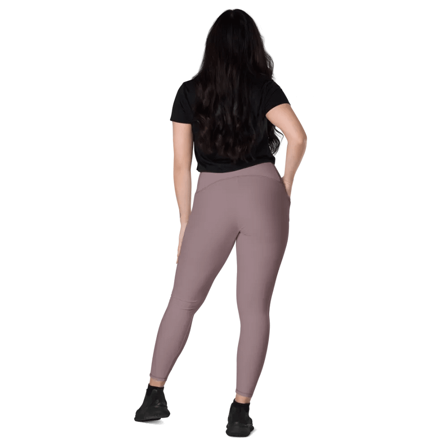 Plain Cool Purplish Brown Soft Summer Women's High Waisted Premium Crossover Leggings with Pockets by Treasure Pie product image (8)