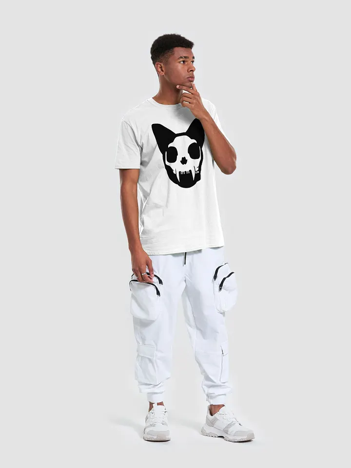 Cat Skull Unisex Softstyle T-Shirt (Black on White) product image (1)