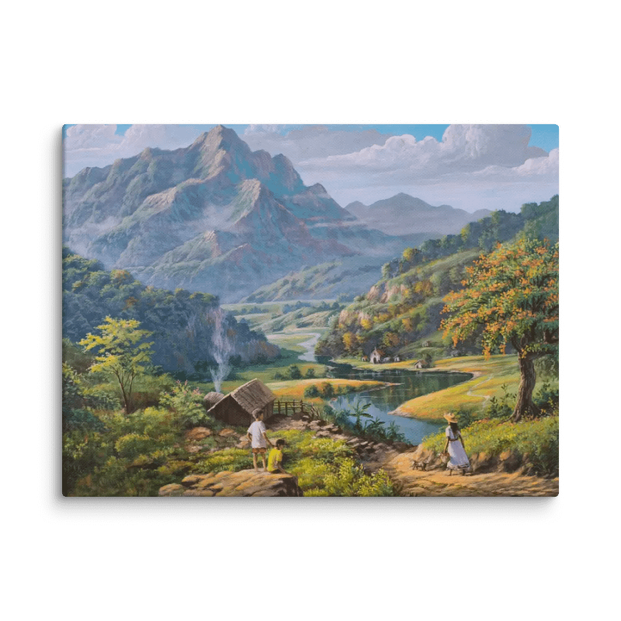 Canvas Print - Overlooking Village with a Church Painting by JMLisondra product image (7)