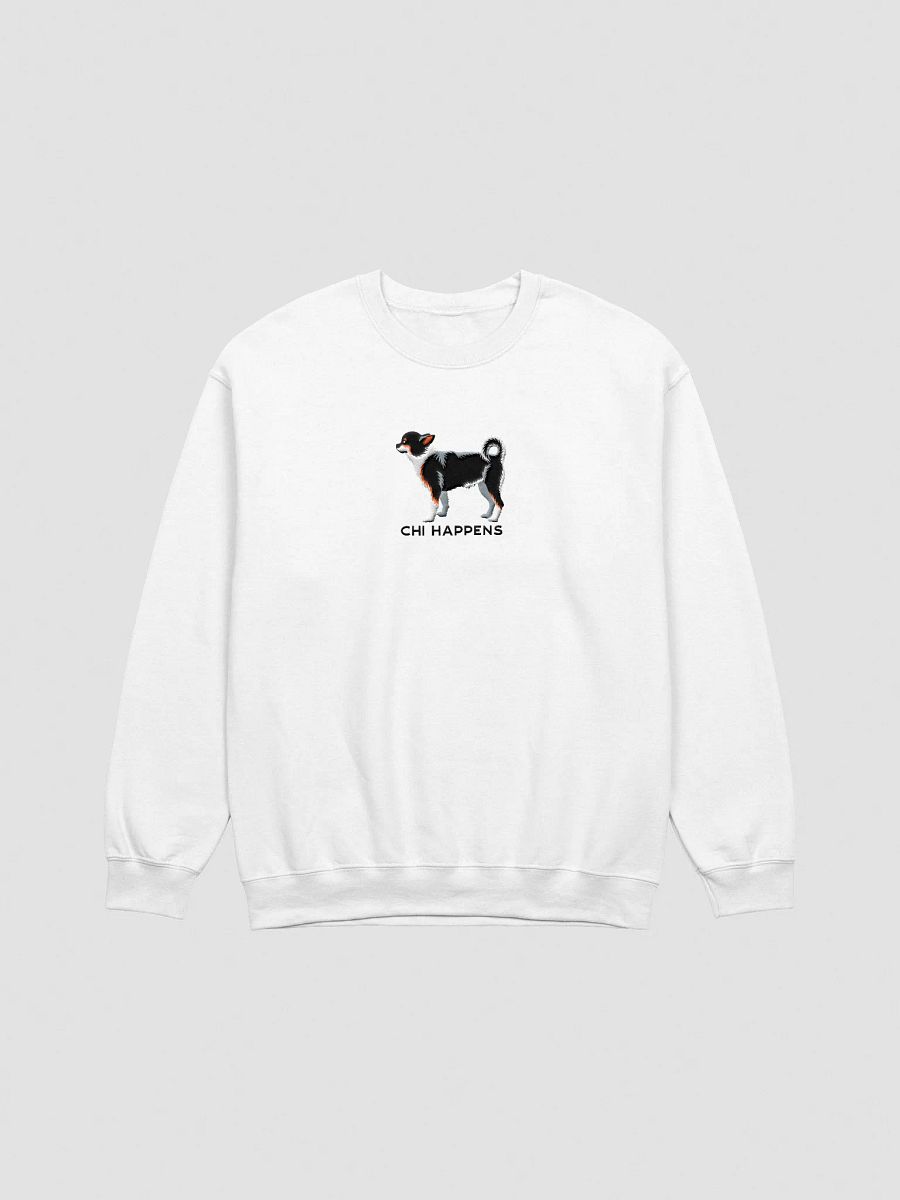 Chi Happens Sweatshirt (Embroidered) of a Chihuahua(Tricolor) product image (16)