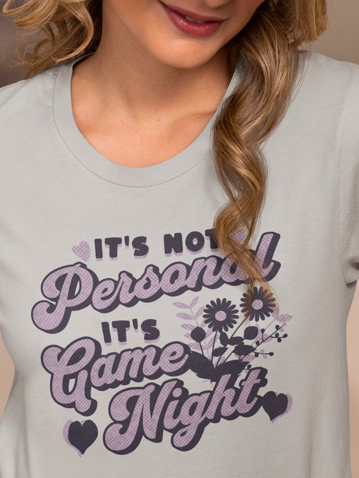 Retro Gamer Girl Shirt, Pretty Board Game Shirt for Women, It's not Personal It's Game night, on Silver product image (1)