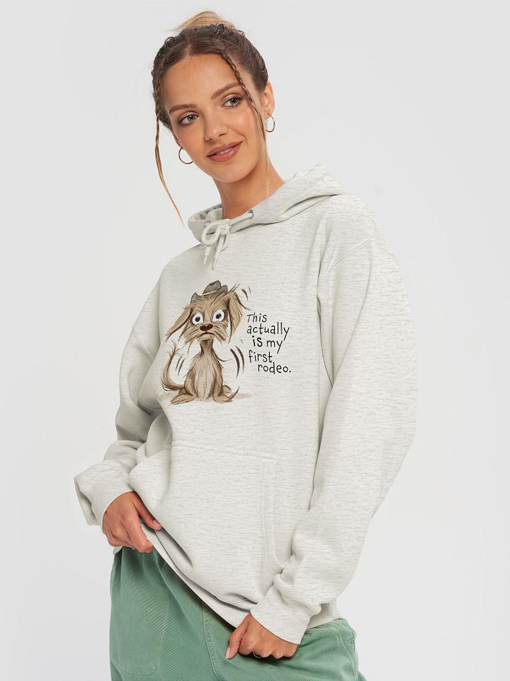 Anxious Pup hoodie oatmeal color product image (2)