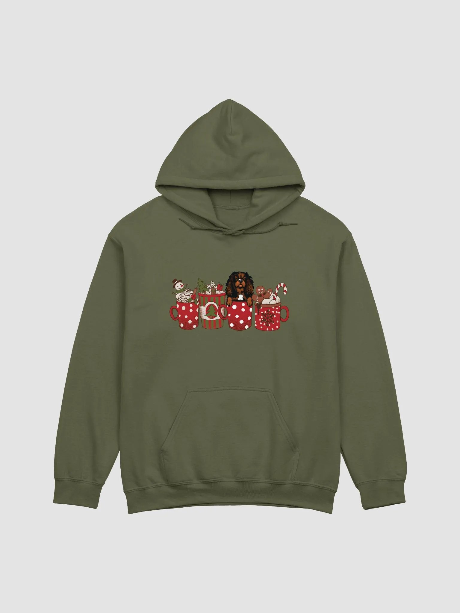 Cute Cavalier King Charles Spaniel(Ruby) in a Christmas Cup Hooded Sweatshirt | Funny Christmas Pup in a Cup product image (14)