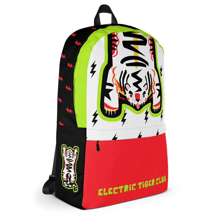White Electric Tiger on Lime and Black - Backpack product image (1)