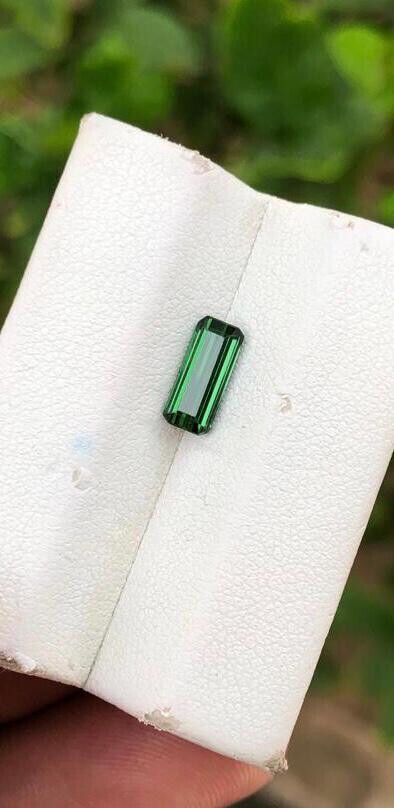 NATURAL TOURMALINE GEMSTONE FOR WIRE WRAPPING JEWELRY EMERALD CUT CHROME COLOR product image (2)