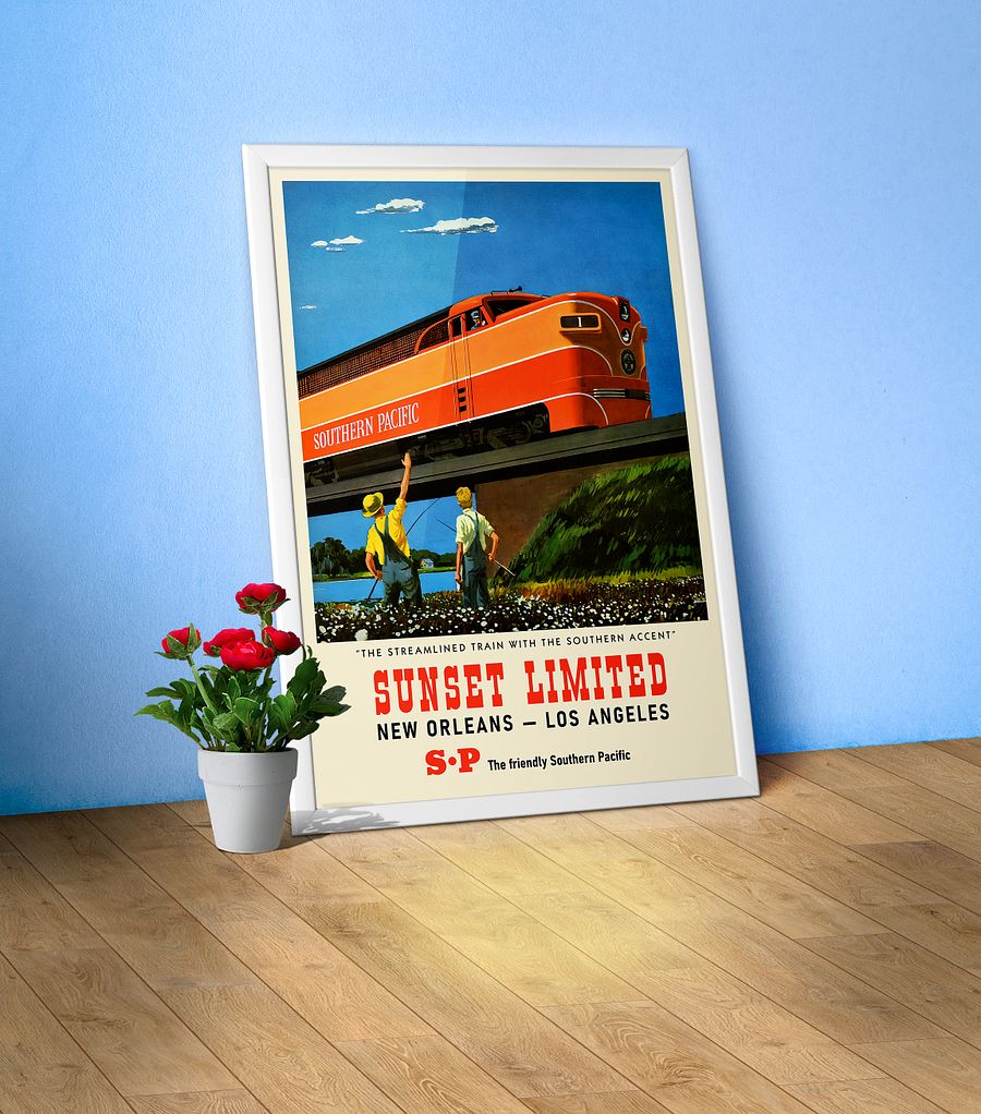 Sunset Limited Train, USA, 1960s — retro train poster, vintage train art, train print, retro travel wall art product image (1)