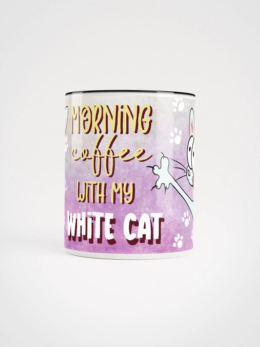 Morning Coffee With My White Cat Accent Mug product image (2)