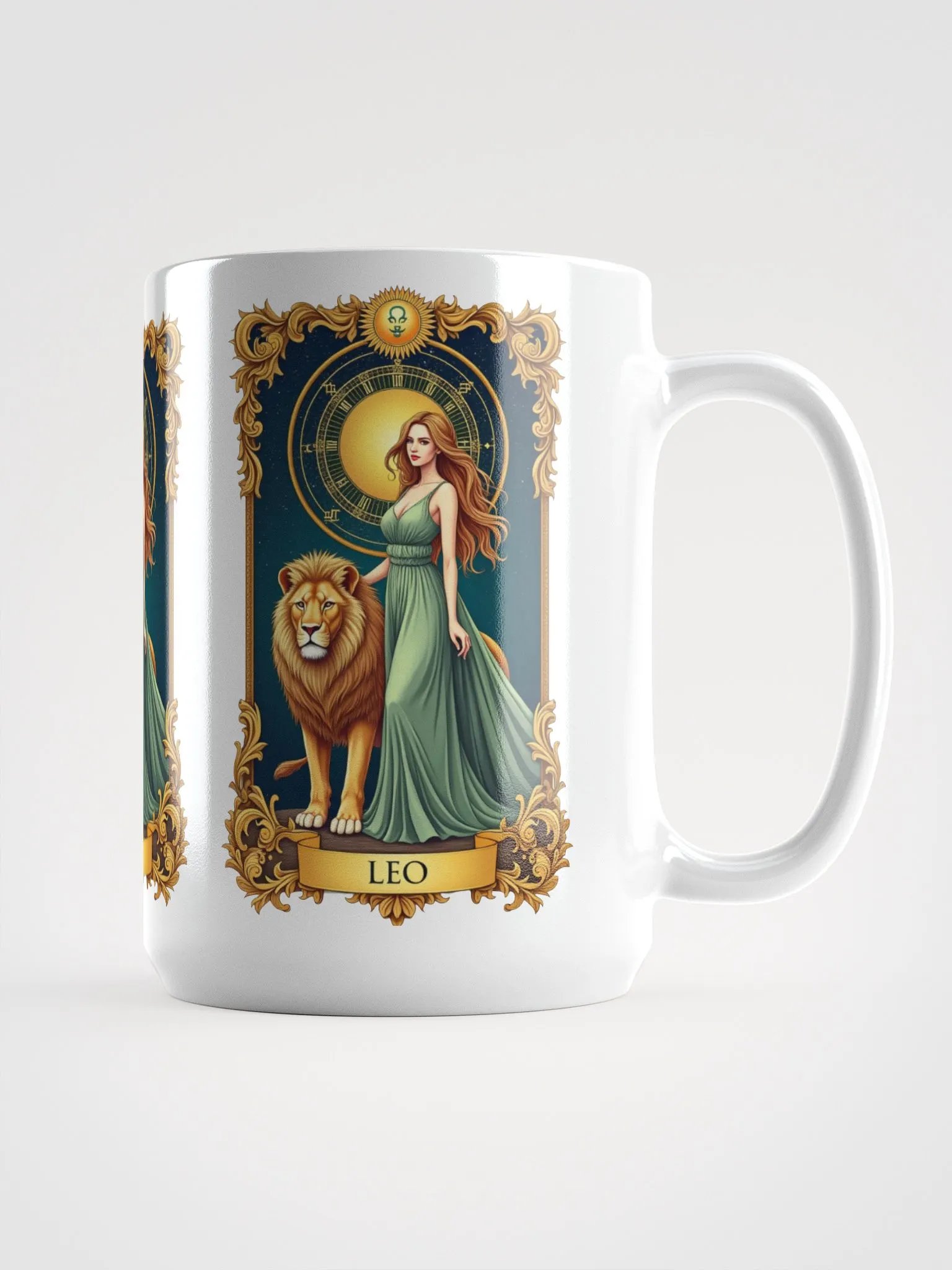 Leo Zodiac Tarot Design - Majestic Lion and Goddess Aesthetic product image (1)