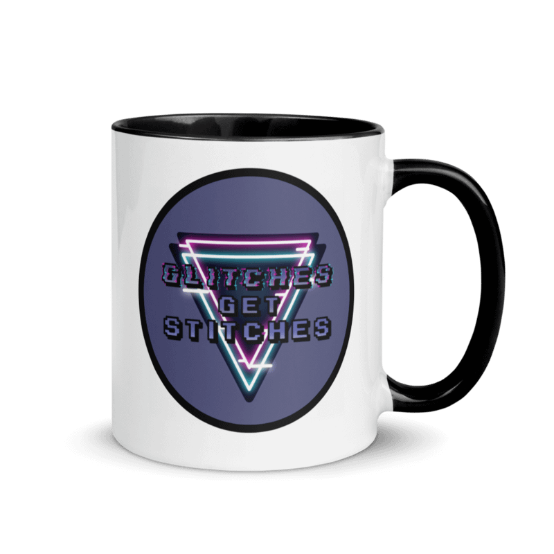Glitches Get Stitches Accent Mug