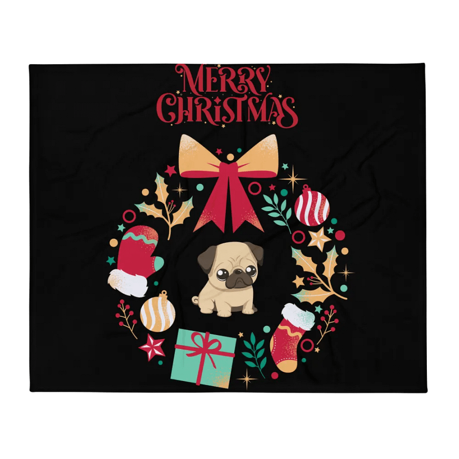 Merry Christmas Pug Throw Blanket product image (2)